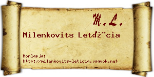 Milenkovits Letícia névjegykártya